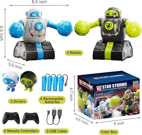 cxjoigxi Set 2, 5 6 7 8 9 10 11 12 Remote Control Fighting Robot Toys of RC Ejecting Battle Bots with Light & Sound