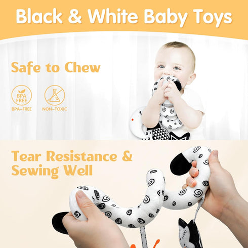 XIXILAND Car Seat Toys for Babies 0-6 Months, Black and White High Contrast Sensory Toys for Infants 0-18 Months
