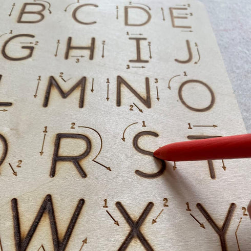 hzsshb 3-8 Wooden Letters Practicing Board,Reusable Handwriting Alphabet Tracing Board Double-Sided Toddlers