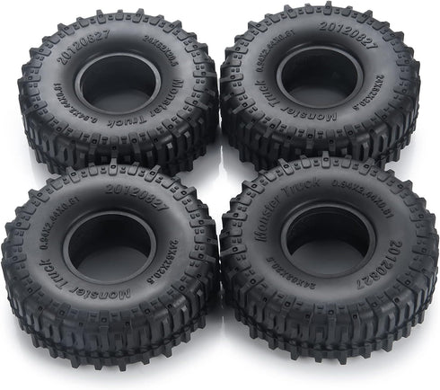 MOHERO 4PCS 1.0" Mud Grappler Rubber Tyre 62 * 22MM for Axial SCX24 90081 AXI00001 002 004 005 006 RC Crawler Car (A