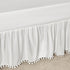TILLYOU Ruffled Baby Crib Skirt with Pompoms, 28”x 52”, 14'' Drop, White for Girls and Boys