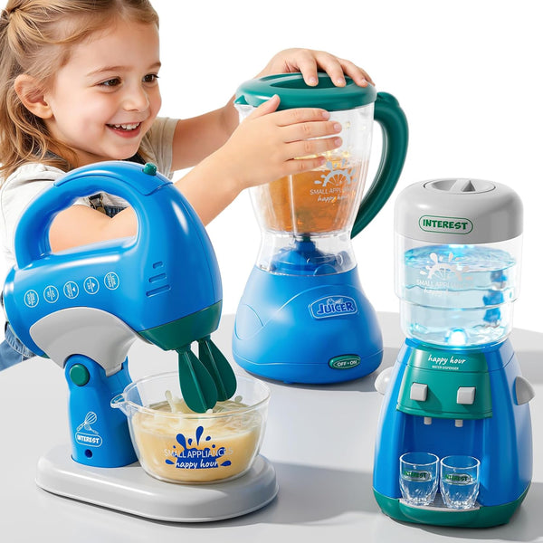 PEADUCK 3-in-1 Play Kitchen Appliances Set for Kids, Pretend Play Toys with Blender,