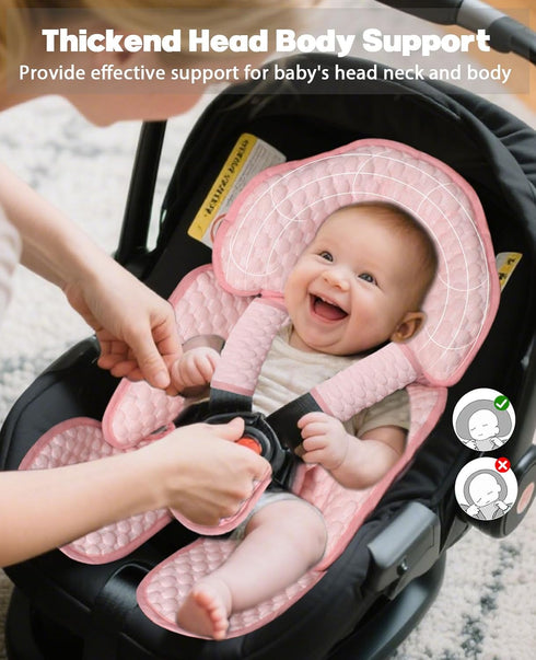 2-in-1 Infant Car Seat Insert, Reversible Baby Carseat Cushion for Newborns Toddlers Head & Body Support Pad