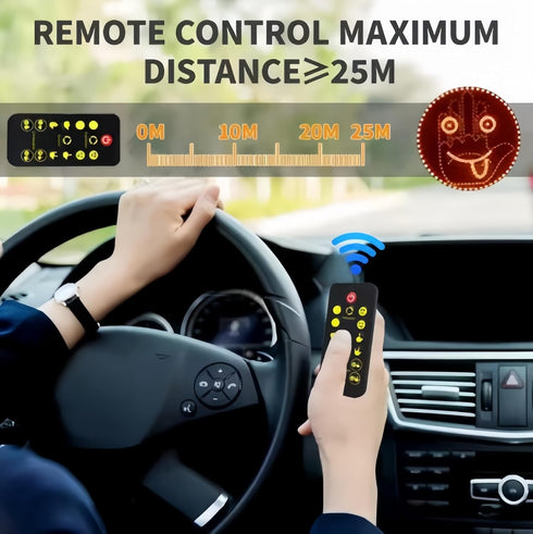 Car LED Smile Face Light with Remote Control - Fun Rear Window Warning Lamp
