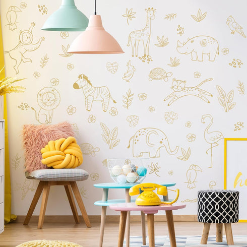 Jungle Animals Wall Decals, Jungle Theme Removable Wall StickerLion Cheetah Toucan Elephant GiraffeNursery Decor