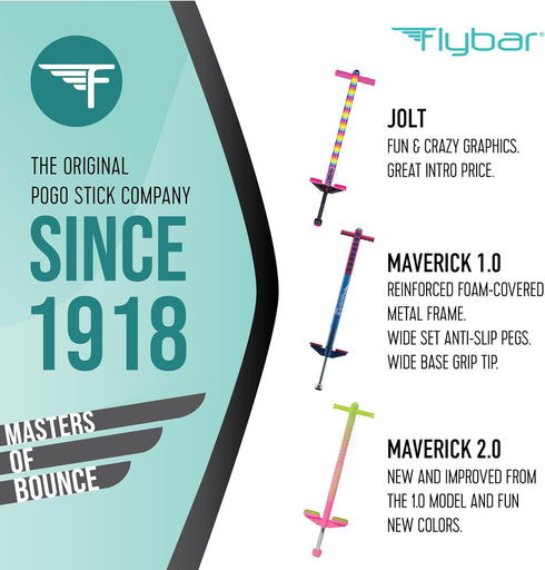 Flybar Maverick Pogo Stick for Kids Ages 5+, 40 to 80 Pounds, Perfect for Beginners, Outdoor Toys for Boys and Girls
