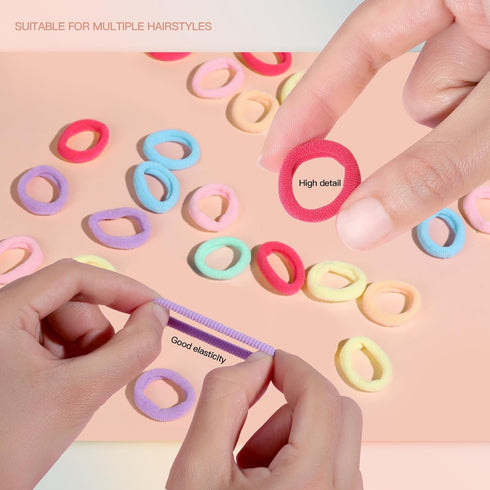 YGDZ Baby Hair Ties, 300pcs Elastic Toddler Hair Ties for Little Girls, Soft Ponytail Holders, Multicolor