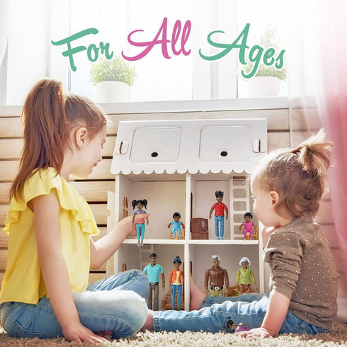 Beverly Hills Doll Collection Sweet Li'l Family African American Dollhouse People Set of 9 Action Figures