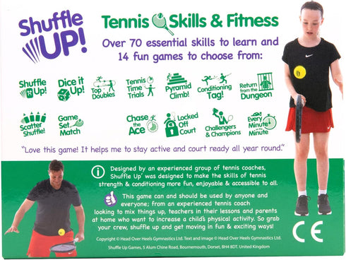 70+ 2 Shuffle Up Tennis Card Games - Fun & Active Skills Cards for Kids, Fitness Card Develop Fundamentals, Stamina