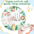 Peryiter Baby Monthly Milestone Blanket, 43.3" x 43.3", Safari Jungle Animals Leaf, Newborn Play Mat with Growth Chart