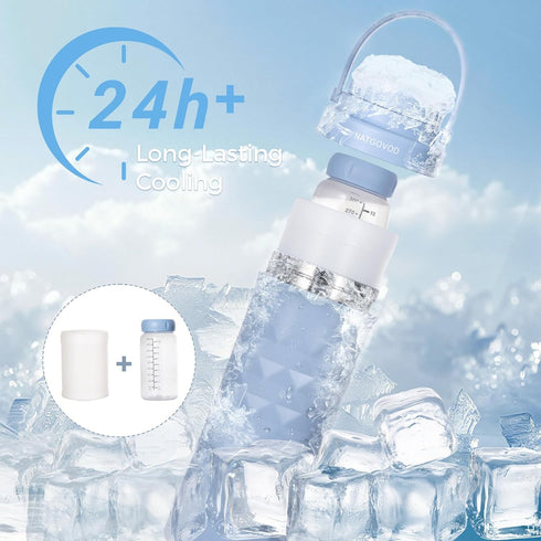 NATGOVOD 22oz Travel,24H 2pcs Portable Breast Milk Cooler for Ice-Free Cooling Breastmilk Storage Bottles Container