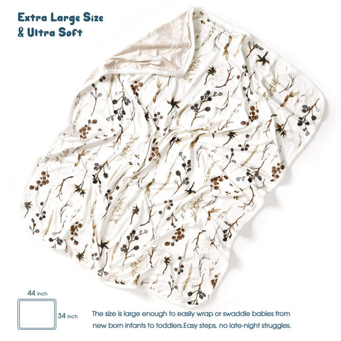 GRSSDER Baby Blankets Super Soft Jersey Knit Swaddle Blanket 2 Pack for Baby Girls and Boys, Double Layer Reversible Receiving Blankets 34 x 44 Extra Large for Swaddling, Rainbow & Beige by GRSSDER