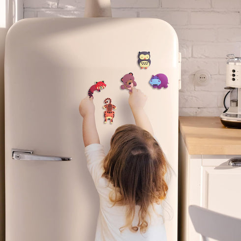 Fridge Magnets for Kids - 16 Cute Cartoon Farm Animal Magnets - Safe Toddler Refrigerator Magnets for Ages 1-3