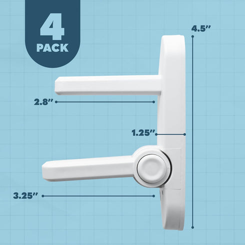 Childproof Door Lever Lock (4 Pack), Easy Install ABS Material Door Locks for Kids Safety, One Hand Operation