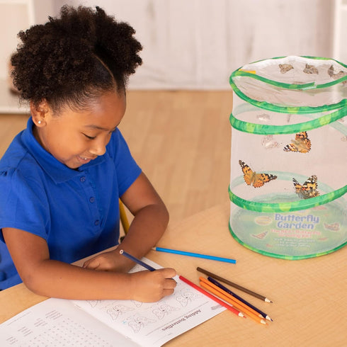 Insect Lore Butterfly Garden, Butterfly Kit with Live Caterpillars, 5 Caterpillars, Reusable Habitat, STEM Journal &