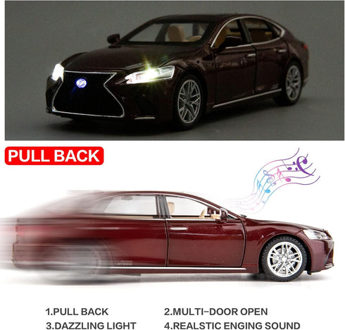 BDTCTK 1/32 Compatible Lexus Ls500h Model Car, Zinc Alloy Pull Back Toy Car with Sound and Light for Kids