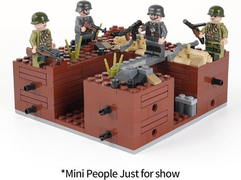 WW2 Battlefield Right Corner Military Block Set, 200PCS Military Building Block Set Can Freely Build Battle Scenes