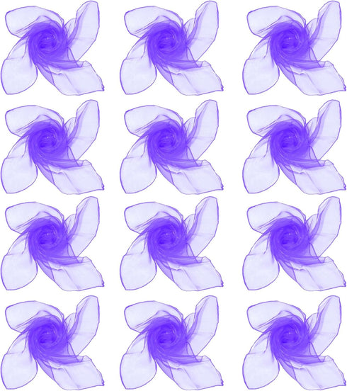 12pcs Square Juggling Silk Dance Scarves - Magic Tricks Performance Props for Movement & Rhythm Band (Purple)
