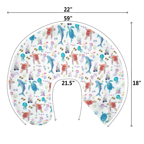 Fantasy Sea Animals Baby Nursing Pillow Covers for Boy Girl Turtle Whale Jellyfish Corals Nursery Slipcovers