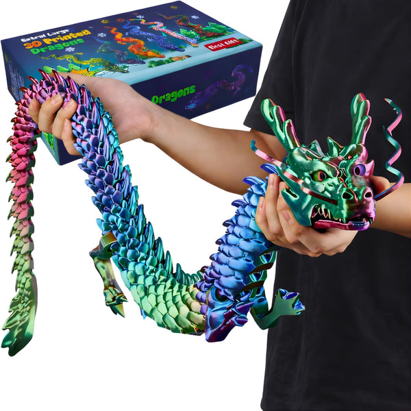 35.4'' Extra Large 3D Printed Dragon Toy, Giant Fully Articulated Chinese Dragon