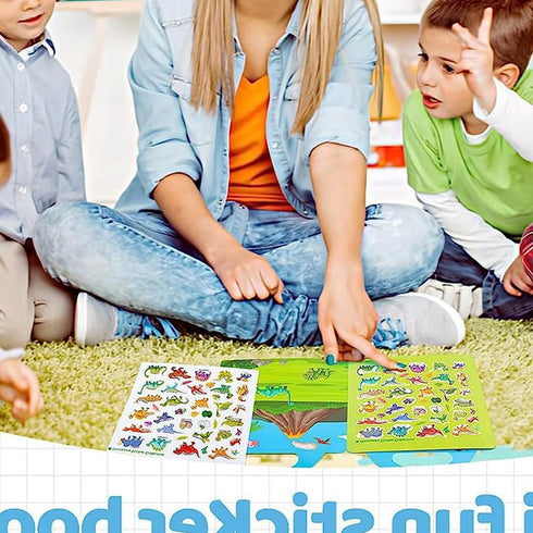 Reusable Sticker Books for Kids, Travel Dinosaur Sticker Books for 3-5 Year Olds, Educational Gifts for Boys & Girls