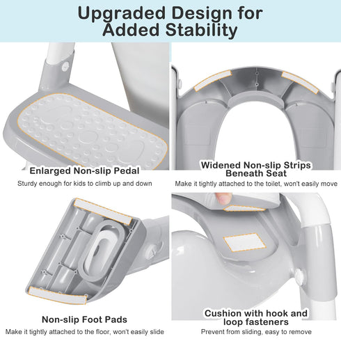BRINJOY Potty Training Seat with Step Stool Ladder, Potty Toilet Toddler Seat w/Potty Training Chart & Cushion Handle