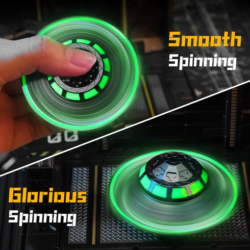 Mechaniker UFO Fidget Spinner for Kids Adults, Metal Luminous Space Desk Toy, Cool EDC Gadgets Anxiety Stress Relief