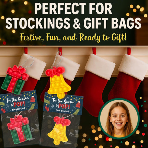 30 Pack Bulk Christmas Gifts for Students, Christmas Pop It Fidget Toys for Kids Classroom, Prizes, Stocking Stuffers