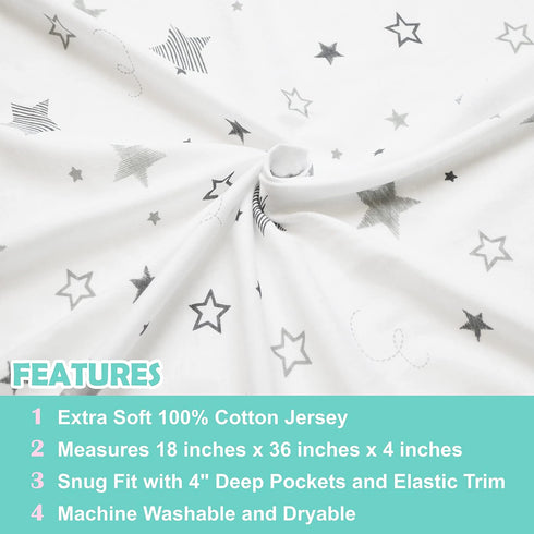 TL Care Printed 100% Cotton Knit Fitted Cradle/Bassinet Sheet 18" x 36" - Compatible with Mika Micky Bassinet, Soft