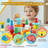 MEGRANATE 58PCS 3+ Montessori Wooden Stacking Rocks Toys Colorful Stacking Stones Building Blocks Games Sensory Toy