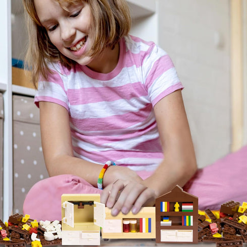 Building Block Furniture, Includes Items Such as a Bed, TV, Bookshelf, Kitchen cabinets, It Serves as Furniture