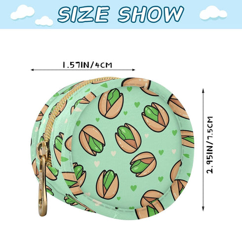 Pistachio Nuts Hearts Baby Pacifier Holder Case with Clip Portable Pacifier Storage Organizer Round Container Pouch Box