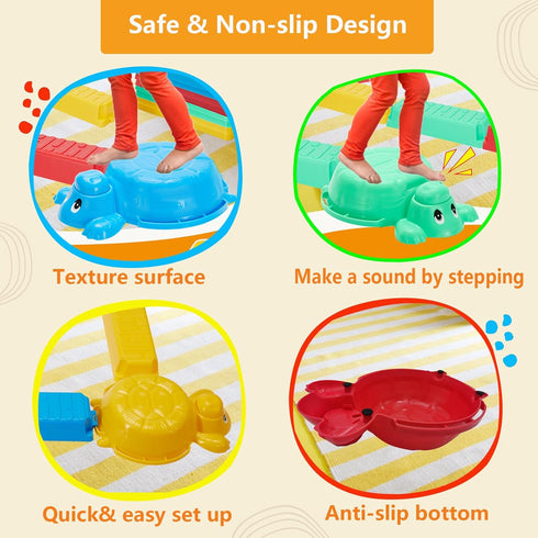 Balance Beams Stepping Stones for Kids - 12 Pcs Turtle Jumping Stones, Toddler Obstacle Course Coordination Game Toys