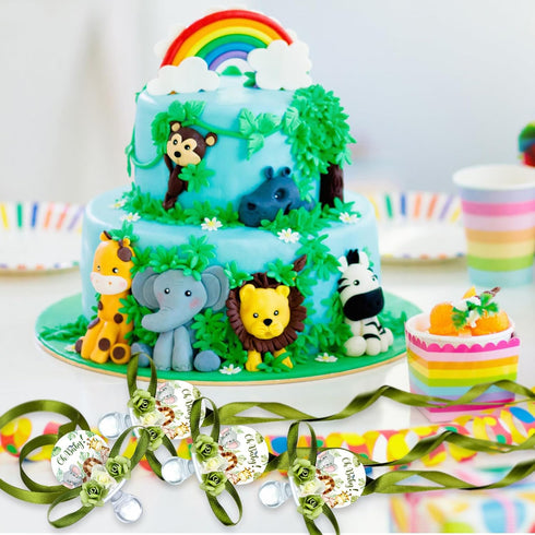 Quelay 60 Pcs Baby Shower Pacifier Necklace, Cute Jungle Animal Acrylic Pacifiers for Decoration Party Favors