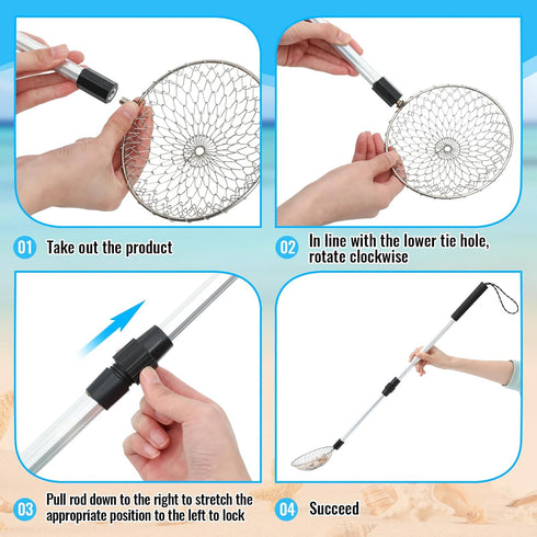 6 2 2 2 Liliful Pcs New Shelling Tools for Beach Include Shark Tooth Sifter with Adjustable Handle Sand Scoop Shell