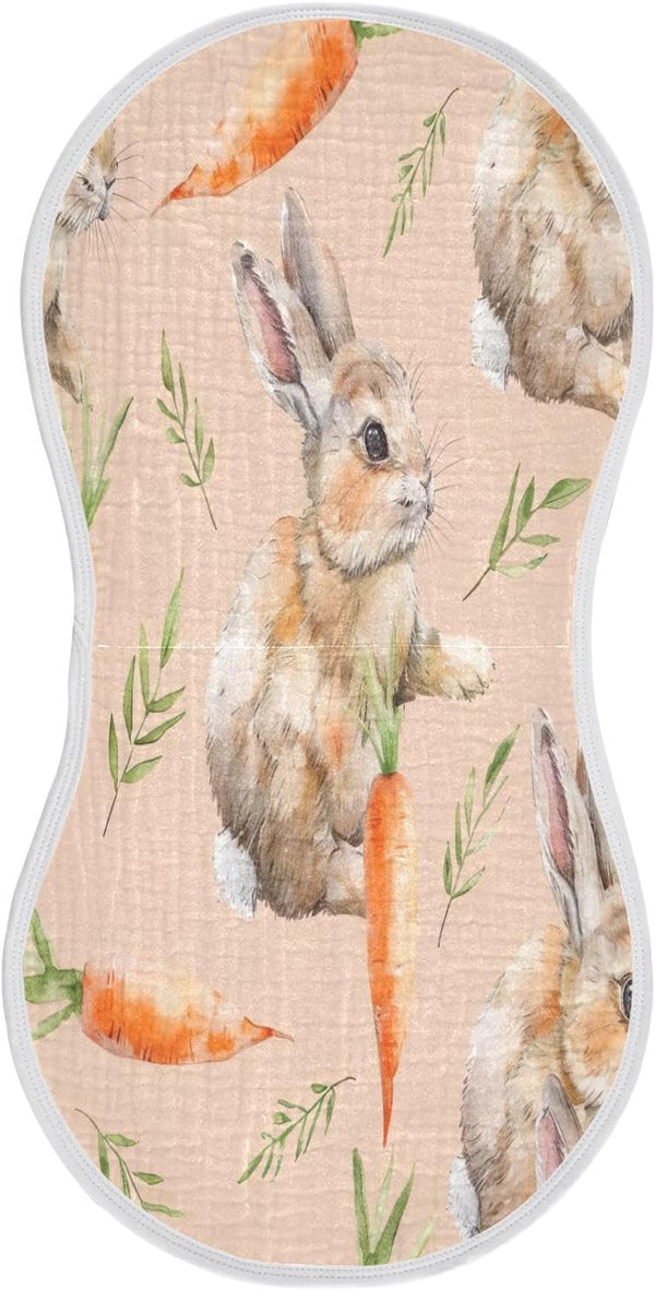 YETTASBIN Cute Bunny Muslin Baby Burp Cloth, Super Soft Absorbent Cotton Burp Rag