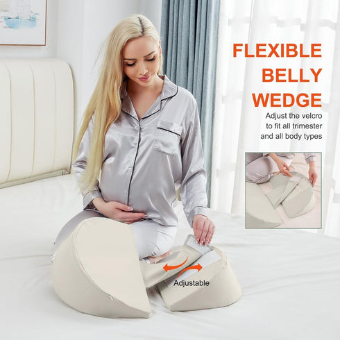 Pregnancy Wedge Pillows for Sleeping, Memory Foam Pregnancy Body Pillow for Pregnant Women, Support for Belly, Back