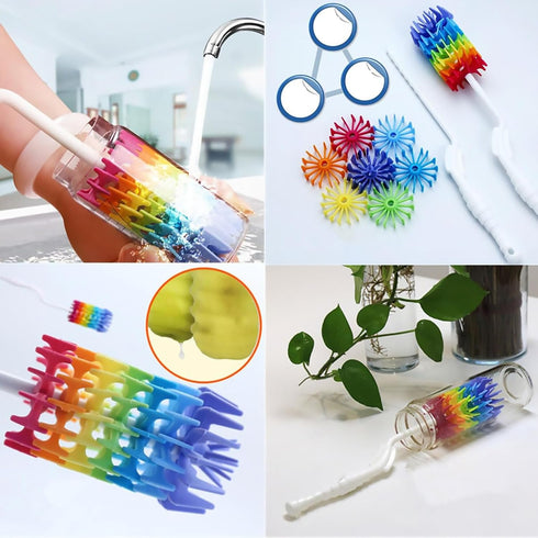 360 Rayhee Bottle Brush Cleaner-Baby Milk Bottle Cleaner Soft Silicone Bottle Brusher / Degree Rotating Long Handle