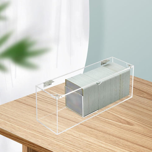 Bigfety Card Storage Box for Trading Cards, Clear Acrylic Deck Holder Case with Removable Dividers