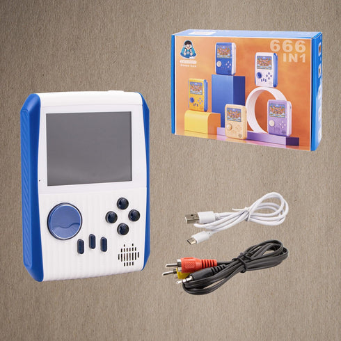 Mini Handheld Retro Game Console for Kids with 666 Classic Games, 3 Inch Screen, 1020mAh Battery, White
