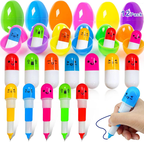 Easter Basket Stuffers Novelty Pen Transform Filled Easter Eggs with Toys Inside,