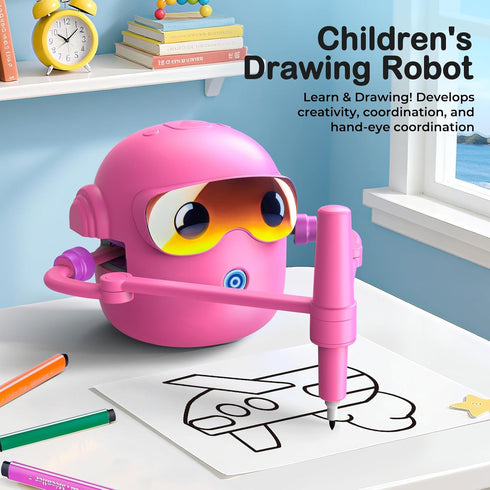 NAUQUOHZ 100 3 4 5 6 7 8 Drawing Robot for Kids with Cards, Montessori Painting Learning Toys for Year Old Boys
