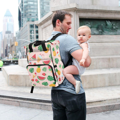 SPRIPORT Backpack Backpack Pineapple Ice Cream Pink Pattern Diaper Bag for Baby Boys Girls Multifunction Baby
