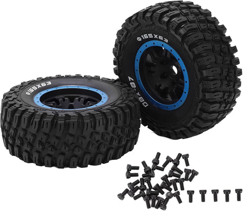 RC Rubber Tire Set 165mm Diameter Wheel Tire for Racing 1/7 RC Car Upgrade Part (Blue)