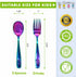 6 Piece Stainless Steel Kids Silverware Set, Child and Toddler Safe Flatware, Metal Kids Utensil Set (UV Rainbow)