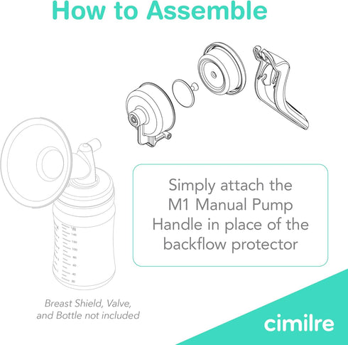 M1 Manual Breast Pump Handle, Converts Any Cimilre Collection Kit into a Manual Breast Pump, No Power Needed, Perfect