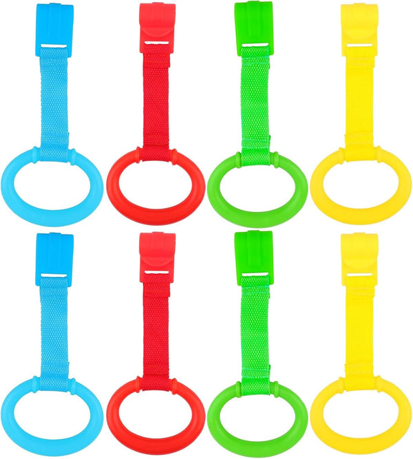 KALAMANDA 8 Pcs Baby Playpen Pull Up Rings, Pull Up Handles Standing Walker