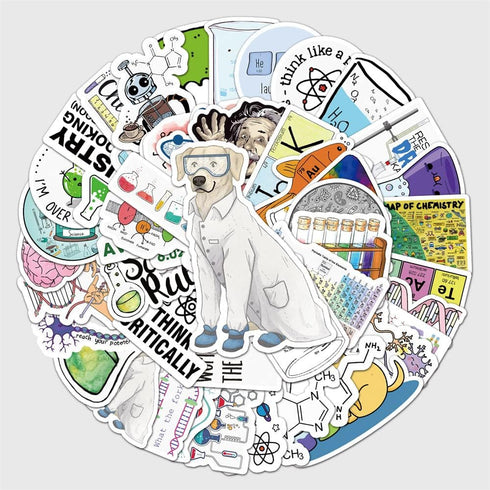 50PCS Chemical Laboratory Equations Stickers for DIY Laptops, Stationery, Phone Case, Skateboard Gifts