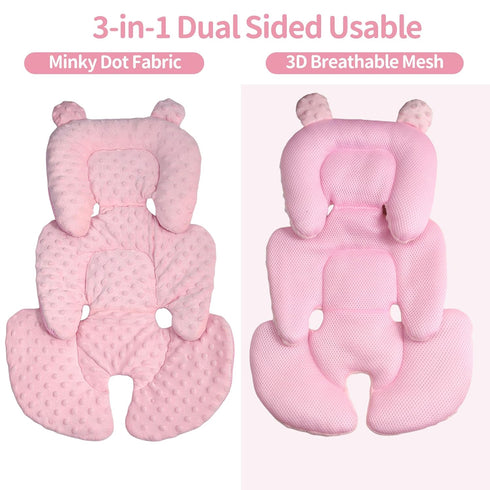 3in1 Newborn,3D Reversible Carseat Head Body Support Minnky Infant Car Seat Insert,Extra Soft Breathable Baby Car Seat