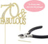 Premium Gold Metal 70 Cake Topper - 70 and Fabulous - 70th Birthday Party Sparkly Rhinestone Decoration, Set in Box